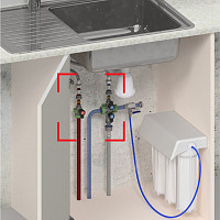 Кухонный комплектор Gibax для смесителя, фильтра, стир/посуд машины, 10 мм, 3/8", 1/2", 3/4", 25 бар от Водопад  фото 3