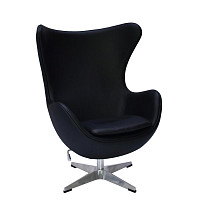 Кресло Bradex Egg Chair чёрный, натуральная кожа от Водопад  фото 1